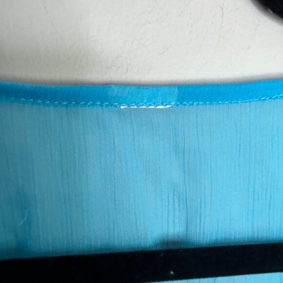 Aqua Blue Lace Trim Swim Cover Up Beach Kaftan Resort Wear Sheer Tunic - Picture 3 of 6